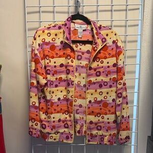 Vintage Erin London Multicolor Polka Dot Bomber Jacket